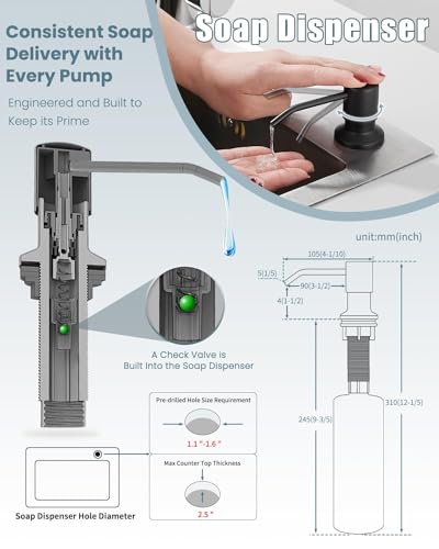 Oil Rubbed Bronze Single Handle Kitchen Faucet Set with Pull Down Sprayer and Soap Dispenser, 17-inch Tall - color: F-Oil Rubbed Bronze, style: Contemporary