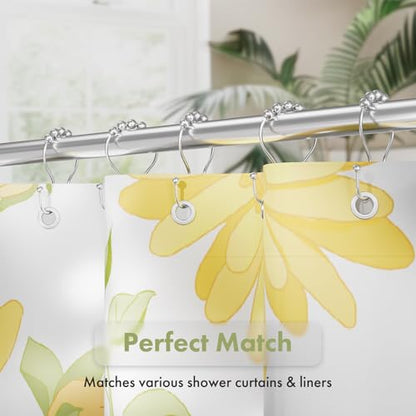 AmazerBath Shower Curtain Hooks, Shower Curtain Rings, Metal Chrome Shower Curtain Hooks Rust Proof, Smooth Glide Double Shower Hooks for Shower Curtain, Shower Rod Hooks 12Pcs - color: Chrome, style: Double Shower Hooks