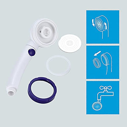 KAIYING High Pressure Handheld Shower Head with ON/OFF Pause Switch | 3 Spray Modes Shower Wand with Shut Off Button, Camper & RV Showerhead with Hose & Angle Adjustable Bracket, White & Blue - color: White & Blue