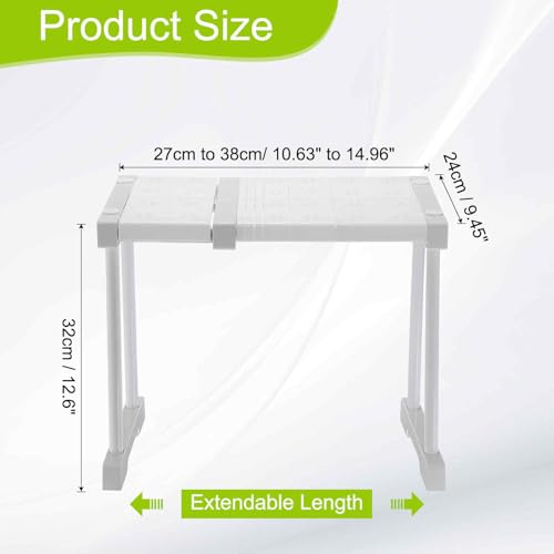 HARFINGTON Expandable Cabinet Tension Shelf 10.63" to 14.96" Adjustable Cabinet Organizer 32" x 9.45" Flower Pattern Table Storage Rack for Wardrobe Cupboard Kitchen Bedroom - size: 27cm to 38cm