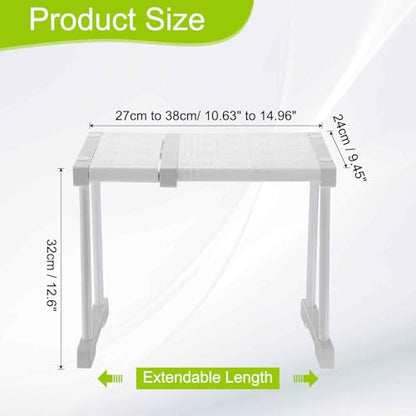 HARFINGTON Expandable Cabinet Tension Shelf 10.63" to 14.96" Adjustable Cabinet Organizer 32" x 9.45" Flower Pattern Table Storage Rack for Wardrobe Cupboard Kitchen Bedroom - size: 27cm to 38cm