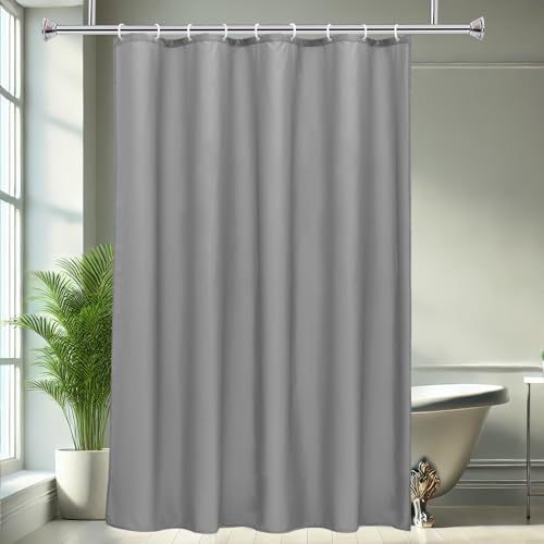 AooHome Light Grey Stall Size Bathroom Curtain for Hotel, Fabric Shower Liner with Hooks for Hotel, Water Repellent, 54 Width x 72 Height Inch - color: Light Grey, size: 54"W x 72"L (Pack of 1)