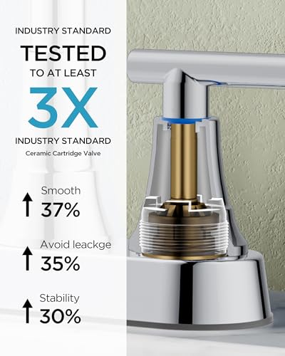 FORIOUS 3 Hole Bathroom Faucet Polished Chrome, 8 Widespread Faucet Chrome | 8 Inch Widespread Bathroom Faucet Chrome, 3 Hole Faucet for Bathroom Sink with Pop Up Drain for 8 Inch Vanity Faucet 3 Holes - color: Polished Chrome