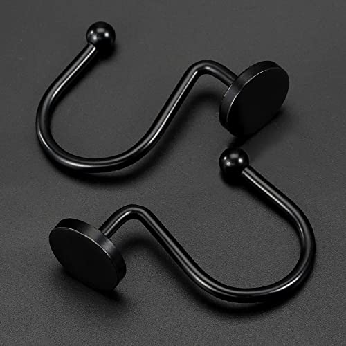 CHICTIE Black Shower Curtain Hooks, 12 Pieces, Metal, Shower Curtain Rings, Modern Decorative Design - color: Black