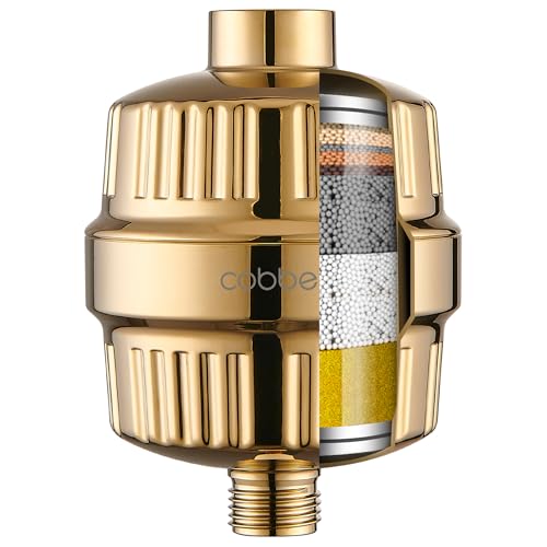 Cobbe HD HEAVY DUTY High Output Shower Filter – 99% REMOVAL Shower Head Filter for Hard Water, Heavy Metals, Chlorine and Harmful Substance, Improve your skin and hair - Egyptian Gold - color: 1. Egyptian Gold, style: Shower Filter