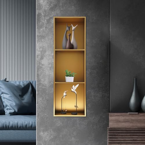 3-Tier Modern Stainless Steel Shower Niche, Titanium Gold, 11" X 35", Recessed Vertical Shower Niche for Storage Soap Shampoo - color: Titanium Gold