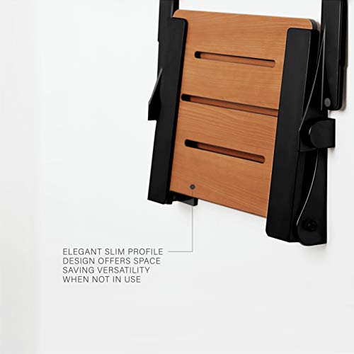 Seachrome Silhouette Comfort Folding Wall Mount Shower Bench Seat with Arms, Teak Seat with Matte Black Frame - color: Teak Seat With Matte Black Frame and Black Arm Pads