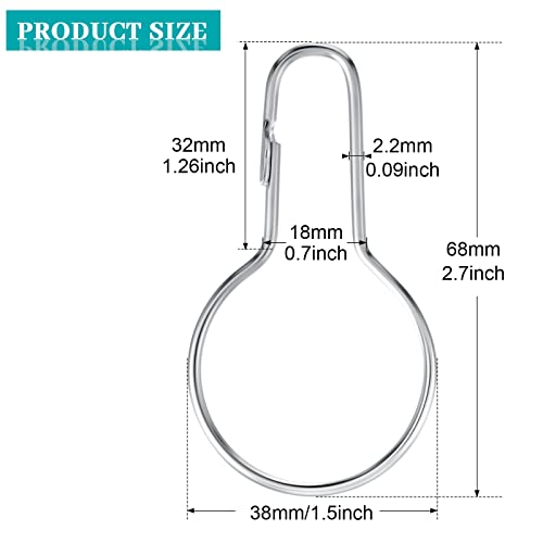 Queekay Metal Shower Curtain Hooks Reusable Hanging Clips,Silver,60 Pcs | Metal Rings for Bathroom Shower, Bedroom Curtains hooks, Rust Resistant Finish, Versatile Hangers, Home Kitchen Hanging Clip - color: Silver
