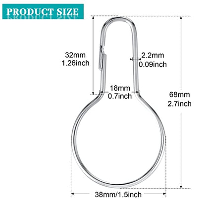 Queekay Metal Shower Curtain Hooks Reusable Hanging Clips,Silver,60 Pcs | Metal Rings for Bathroom Shower, Bedroom Curtains hooks, Rust Resistant Finish, Versatile Hangers, Home Kitchen Hanging Clip - color: Silver