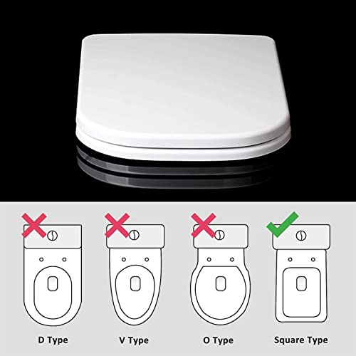 Shape Toilet Seat for Compact Toilet, Quick Release Heavy Duty Toilet Seat, Soft Close Toilet Seat Easy Clean Install, White - size: Square