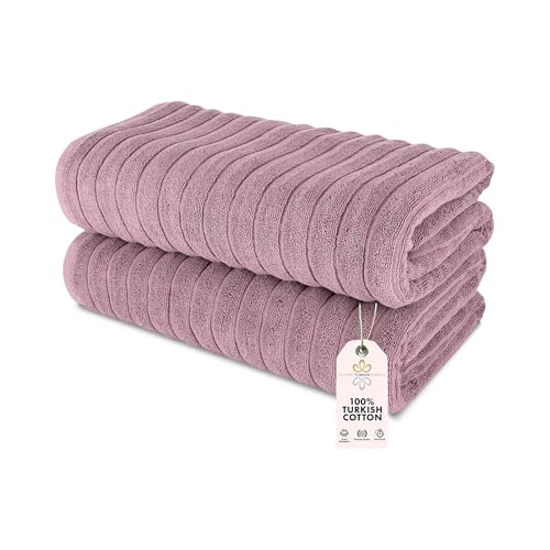 Classic Turkish Towels CTT - Premium 2 Piece Jumbo Bath Sheets, 100% Turkish Cotton, Absorbent & Ultra Comfy Bath Towel Sheets for Hotels & Spa | 40"x65" (Mauve) - color: Mauve, size: 2-Piece Bath Sheets