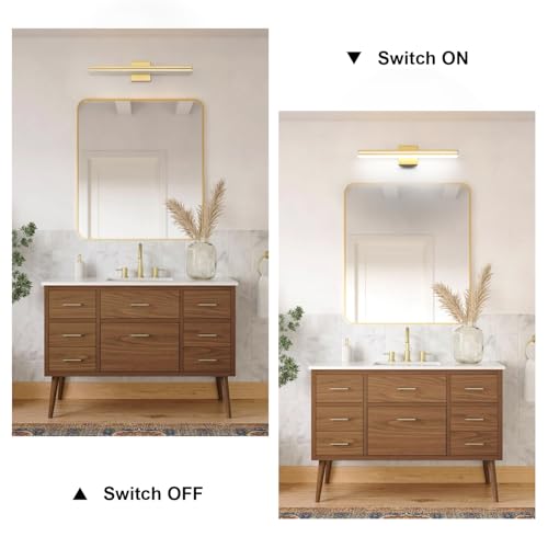 SineRise 24-Inch LED Modern Bathroom Vanity Light Bar, Gold Modern Acrylic Bathroom Wall Lighting Fixtures Over Mirror (Cool White 6000K) - color: Gold-Cool White, size: 24-Inch