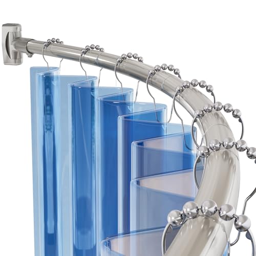 AmazerBath 20-84 Inches Arched Curved Shower Curtain Rod, Heavy Duty Shower Rod Rust Proof Bathroom Curtain Rod, Adjustable Telescoping Design Easy Segmented Installation, Need to Drill, Nickel - color: Nickel