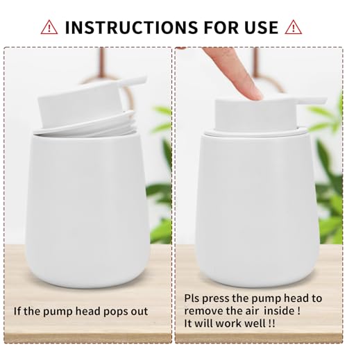 Soap Dispenser Ceramic with Easy-to-Press Pump Hand Lotion Liquid Dispenser for Shampoo Bathroom Kitchen 12 oz White - color: Liquid-white
