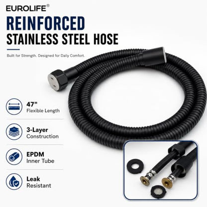 Handheld Bidet Sprayer for Toilet, Lockable Push Button, High Pressure Bathroom Sprayer, Cloth Diaper & Personal Hygiene Sprayer, Tank Mount No-Drill Install, Stainless Hose Set, Black Color - color: Black