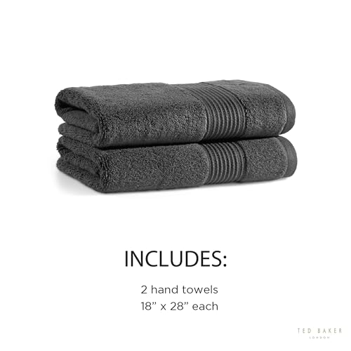 Ted Baker 2-Pack Hand Towel Set Cotton Highly Absorbent 18 x 28 Dark Grey - color: Grey, size: Hand Towel Set - 2 Piece