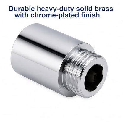 Shower Head Extension Arm Set, Stackable 10mm 20mm 30mm Combo, Solid Brass Chrome Plated G1/2 Shower Head Extender Kit for Adjustable Shower Height & Spacing