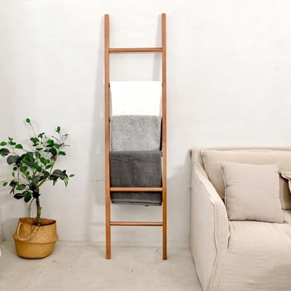 SwallowLiving 6ft Blanket Ladder, Solid Wood Towel Ladder, Rustic Decorative Ladder for Blankets, Farmhouse Wooden Quilt Rack for Living Room & Bathroom