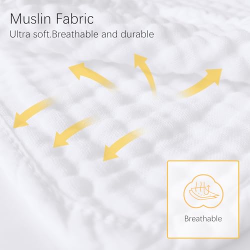 Lovely Care 24 Pack Muslin Burp Cloths 100% Cotton Muslin Cloths Large 20''x10'' Extra Soft and Absorbent Baby Burping Cloth - White - color: White, size: 10x20 Inch (Pack of 24)