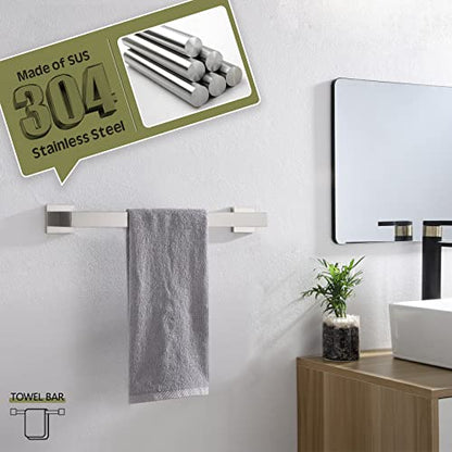 KOKOSIRI 16-Inch Single Towel Bar, Bathroom Kitchen Towel Holder, Wall Mounted SUS304 Stainless Steel Towel Rack, Brushed Nickel, B4003BR-L16 - color: Brushed Steel, size: 16-Inch