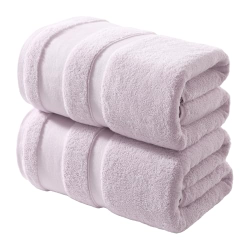 REDKISS 100% Cotton Bath Towels Set of 2, Extra Large Bath Sheets 35 X 70 Inches, 800G, Quick Dry, Ultra Soft & Super Absorbent Bathroom Towel Sets for Bathroom, Gym, Spa, Pool & Hotel, Purple - color: Purple, size: Towel Set of 2