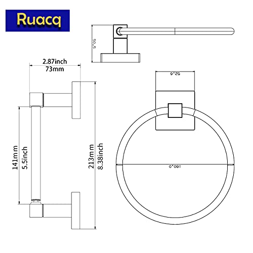 RUACQ Matte Black Toilet Paper Holder & Towel Ring, Bathroom Accessories | 2-Piece Bathroom Hardware Set, Pivoting Tissue Roll Holder, Hand Towel Ring, Square Base, 304 Stainless Steel, Wall Mounted - color: Matte Black, size: 2pcs