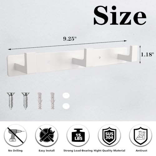 Coat Rack, Heavy Duty Stainless Steel 3 Tri Coat Hook Hanger, Wall Mounted Wall Hooks, Rustic Clothes Hook/Key Hook Rail for Bathroom Kitchen Entryway(2 Pack, 3 Hook White) - color: White, size: 3 Hook-2 Pcs