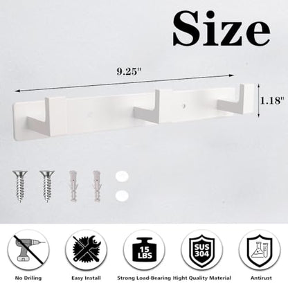 Coat Rack, Heavy Duty Stainless Steel 3 Tri Coat Hook Hanger, Wall Mounted Wall Hooks, Rustic Clothes Hook/Key Hook Rail for Bathroom Kitchen Entryway(2 Pack, 3 Hook White) - color: White, size: 3 Hook-2 Pcs