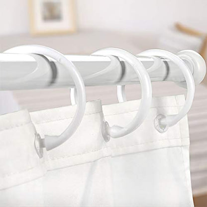 Shower Curtain Rings-12 Pack- Plastic Shower Curtain Hooks O-Shaped Rings Hook Glide Easily on Bathroom Shower Rod(White)