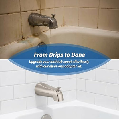 JoJoias Tub Spout Adapter Kit,Universal Fits 1/2'' Copper Pipe, 1/2'' IPS and 3/4'' IPS Includes 4 in 1 Tub Spout Diverter Repair Kit with Assembly Tool