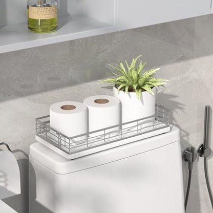 Toilet Paper Basket 2 Pack, 13 Inch Toilet Tank Basket with Handles, White | 2PCS Bathroom Basket, Back of Toilet Basket, Toilet Tank Tray Toilet Organizer for Toilet Paper Storage Toiletries Essentials - color: White