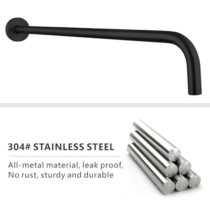 Voolan Shower Arm with Flange and Teflon Tape, Extension Shower Head Arm for Bathroom Fixed Shower Head, Solid Stainless Steel, Wall Mounted (24 Inch, Black) - color: Black, style: 24 Inch
