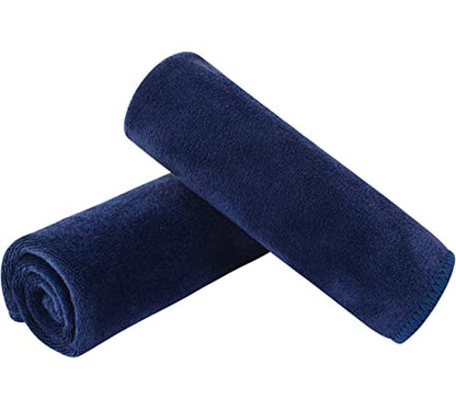 Microfiber Facial Cloths Fast Drying Washcloth 12inch x 12inch (Pack of 2, Navy Blue) - color: Navy Blue, size: 1 Count (Pack of 2)