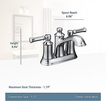 Moen Dartmoor Chrome Traditional Two Handle Centerset Bathroom Sink Faucet, 6802 - color: Chrome
