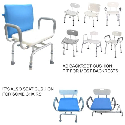 Shower Chair Backrest Seat Cushion Bath Stool Transfer Bench Mat Pad | Non-Slip Waterproof Quick Dry Washable, Warm Comfortable Pressure Relief, Air Mesh Fabric, Drain Water Immediately