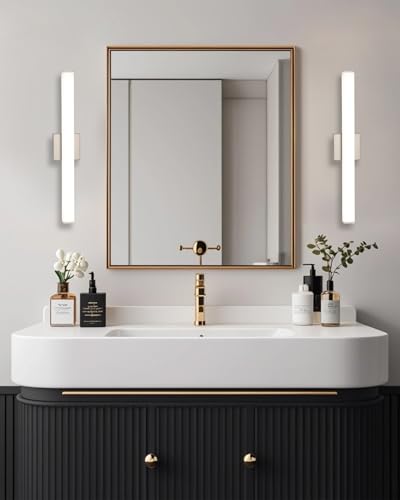 24" LED Square Vanity Light, 14W 4000K Dimmable, Brushed Nickel | Wall Bar Light, Rust & Moisture Resistant, Natural White light, Energy-saving, moisture-proof, Dresser Bathroom over Mirror - color: Brushed Nickel, size: 24inch 4000K Dimmable