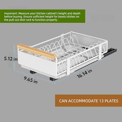 Pull-Out Dish Rack, Plate & Pot Lid Organizer, Slide Out Dish Drying Rack for Kitchen Cabinets, Pull Out Drawer for Kitchen Under Sink Organizer (Plate Rack Extra-Large) - size: Extra-Large Plate Rack