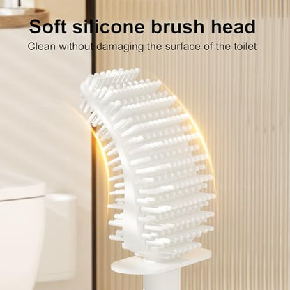 Toilet Brush and Holder Set - Wall Mounted Bathroom Scrub Brush, Toilet Bowl Brush and Plunger Set for Bathroom Cleaner (White) - color: White