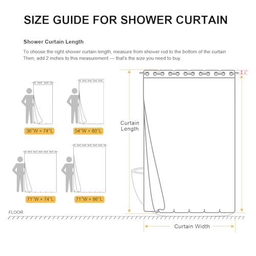 River Dream 36" W Stall Waffle No Hook Shower Curtain with Snap-in Liner,Cotton Blend Fabric Shower Curtain for Bathroom, White,36Wx74L