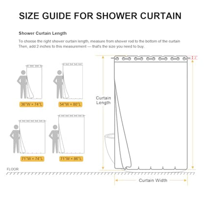 River Dream 36" W Stall Waffle No Hook Shower Curtain with Snap-in Liner,Cotton Blend Fabric Shower Curtain for Bathroom, White,36Wx74L