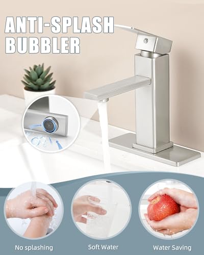Bathroom Faucet-2 Sets, Brushed Bathroom Sink Faucets with Pop-up Drain and 6 Inch Deck Plate, Single Handle Modern Farmhouse RV Vanity Faucet for Vessel Sink (1~3 Holes) - color: 2.Brushed Sealing Glaze, style: Short*2