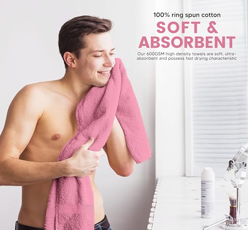 Towel and Linen Mart 100% Cotton 6 Pack Bath Towel Set, Quick Dry, Super Absorbent, Light Weight, Soft, (27 x 54 Pack of 6) (27 x 54 6 Pack, Plum, Pink, Beige, Grey, White, Peach) - color: Plum , Pink , Beige , Grey , White , Peach, size: 27 x 54 6 pack