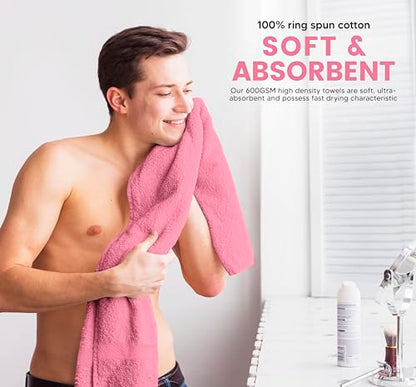 Towel and Linen Mart 100% Cotton 6 Pack Bath Towel Set, Quick Dry, Super Absorbent, Light Weight, Soft, (27 x 54 Pack of 6) (27 x 54 6 Pack, Plum, Pink, Beige, Grey, White, Peach) - color: Plum , Pink , Beige , Grey , White , Peach, size: 27 x 54 6 pack