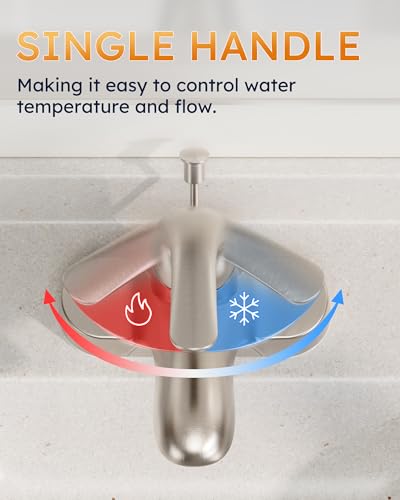 WOWOW Bathroom Faucet 1 Handle Low Arc Single Handle 4 inch Centerset Bathroom Sink Faucet with Pop Up Drain Assembly Basin Mixer Tap Brushed Nickel Vanity Faucets - color: A.Brushed Nickel