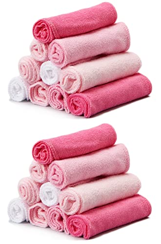 Spasilk Washcloth Wipes Set for Newborn Boys and Girls, Soft Terry Washcloth Set, Pack of 20, Pink - color: Pink, size: 20 Count (Pack of 1)
