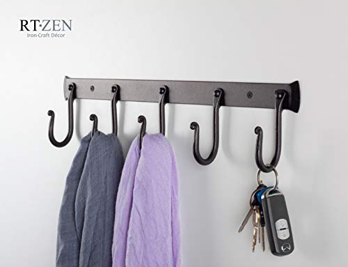 Classic Farmhouse Wall Mount Multi-Use Wrought Iron Hook Set (5 Pack) | Decorative Rustic Metal Handcrafted Bathroom, Entreyway Home Decor Hooks Suitable for Coats, Towels, Robe or Hat Hanging - style: J-Hook Rack of 5