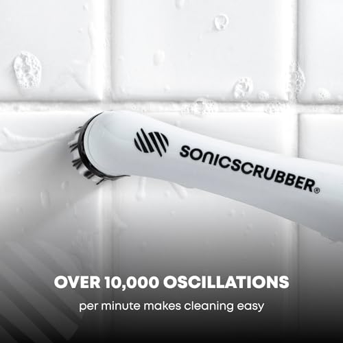 SonicScrubber Household Cleaning Brush Power Scrubber - Electric Spin Scrubber Brush for Home, Kitchen & Bathroom - Grout Cleaner & Removes Mould (Washing-Up System Spin Brush)