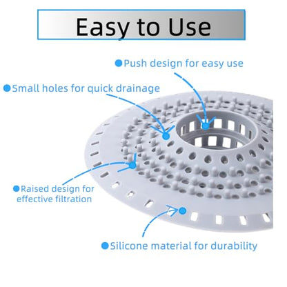 White Drain Hair Catcher Shower Drain Cover Hair Catcher Bathtub Drain Hair Catcher Silicone Tub Hair Catcher Drain Protector - color: White