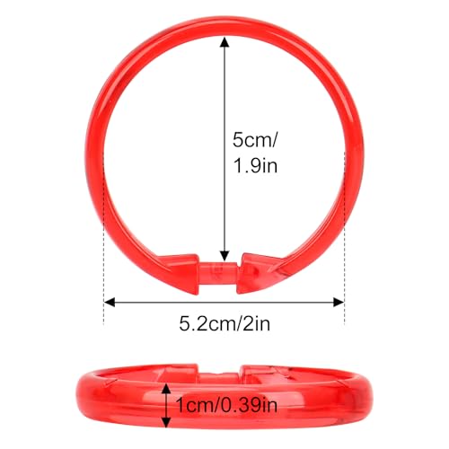 Red Shower Curtain Hooks - 12 Pcs Circular Plastic Shower Curtain Rings for Bathroom - O Shaped Transparent Red Shower Hooks Rings for Shower Curtain Rod - color: Transparent Red