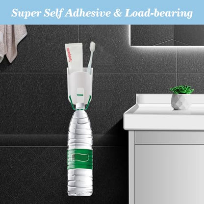 Toothbrush Holders for Bathrooms Toothbrush Holders Wall Mounted BPA-Free Tooth Brush Holder with Toothbrush Cup Drilling-Free (White) - color: White